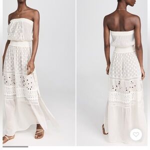 Ramy Brook White Strapless Crochet Maxi Lucia Dress Cover Up